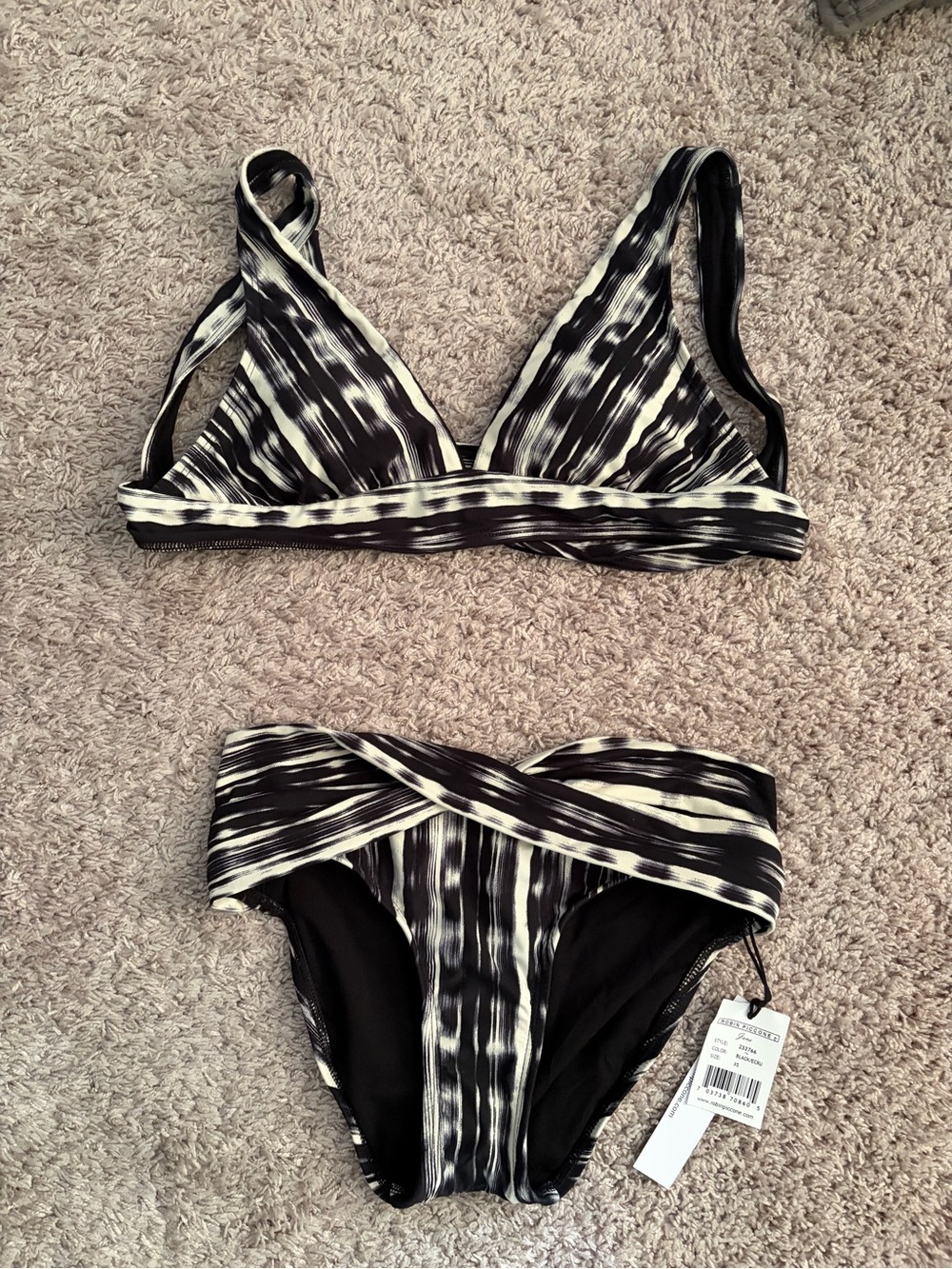 Black & White Patterned Bikini Set - Women Swim